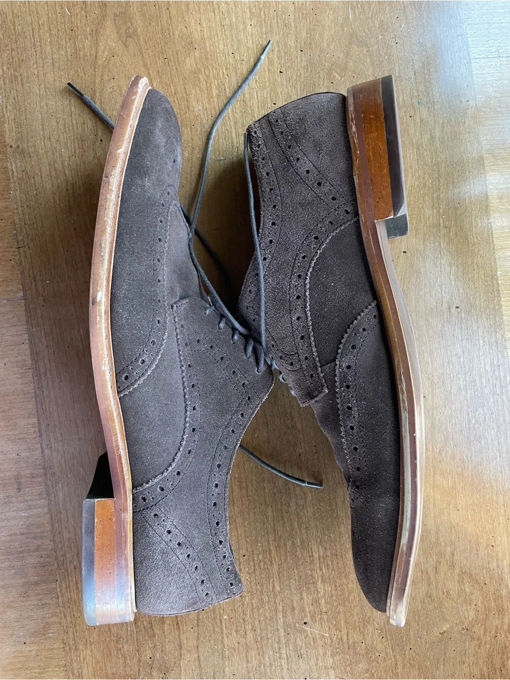 Banana Republic Men's Brown Suede Brogue Wingtip Oxfords Size 13